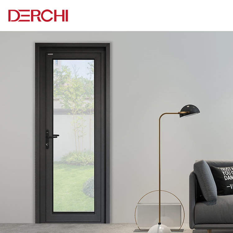Foshan Cheap Smoked Glass Interior Doors White Aluminum Frame Bathroom Doors Hotel Interior French Double Swing Door