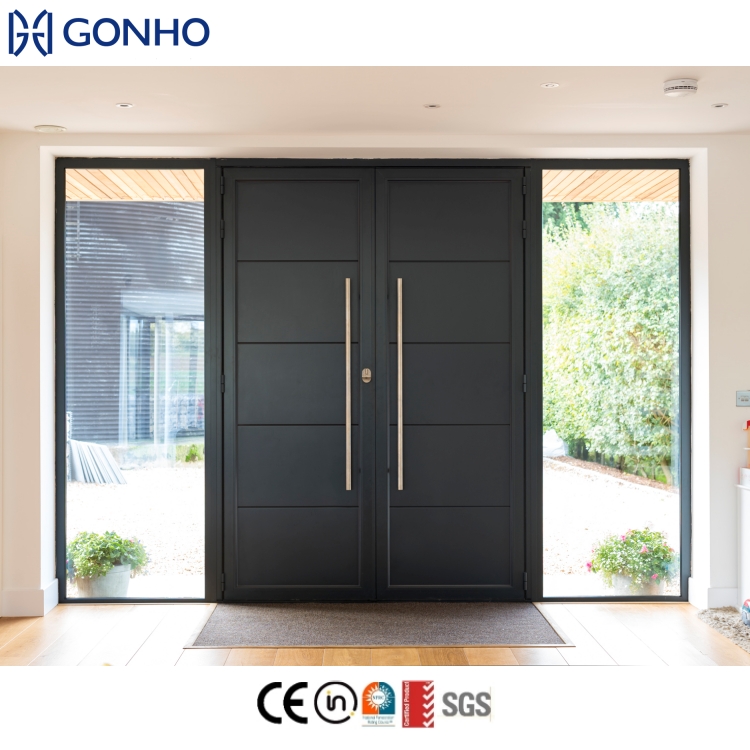 WANJIA Modern Waterproof Swing Aluminium Exterior Pivot Doors Front Entry Glass Door