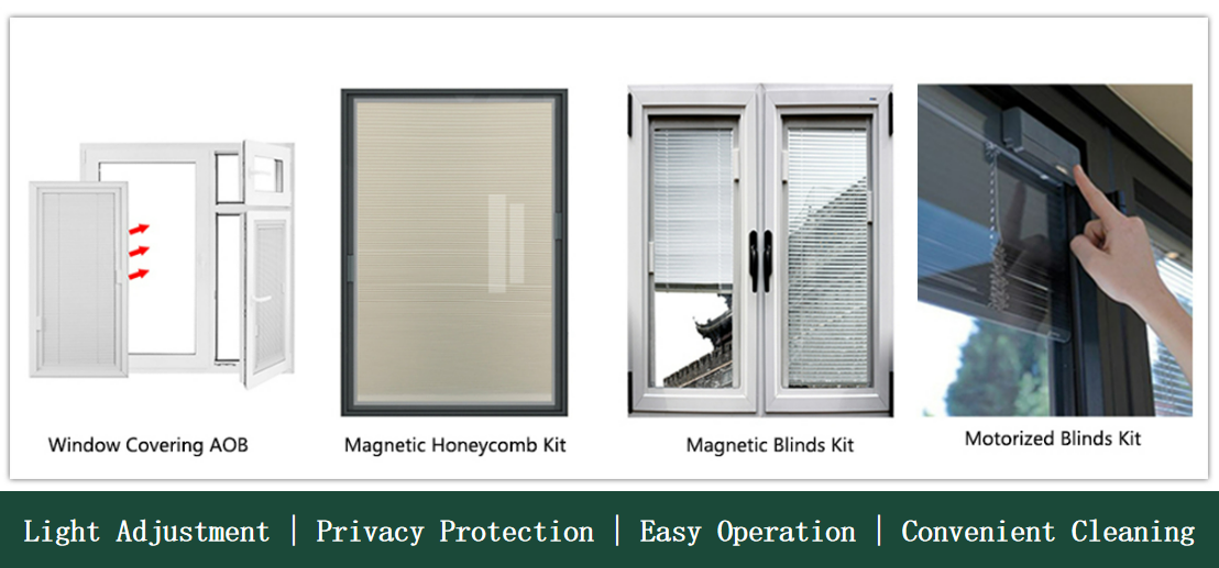 Lukliving Aluminium Glass Casement Windows With Inserted Blinds Built-in Blinds Privacy Design