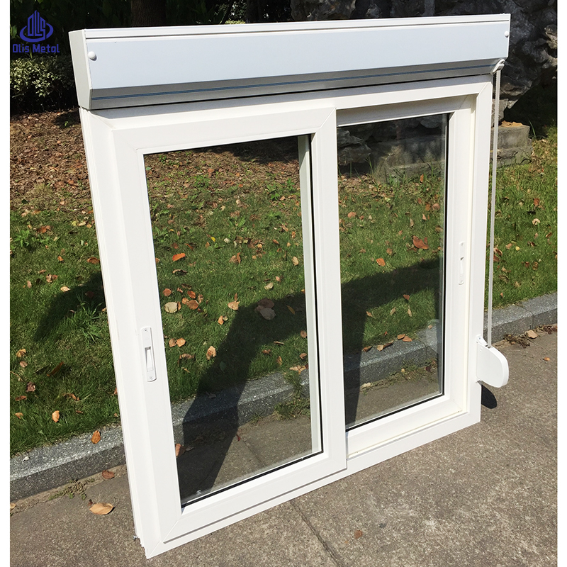 American Style House Double-glazed Sliding PVC Window Manual Roller Shades Shutters Hurricane Impact Anti-theft Vinyl Windows