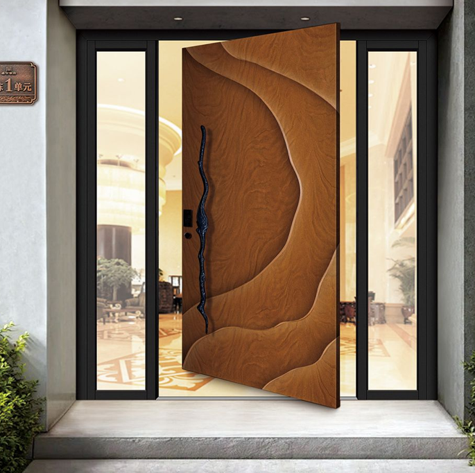 Modern Trending Luxury Villa Entrance Pivot Doors New Release Exterior Aluminum Alloy Sound Insulation Swing Wood Doors