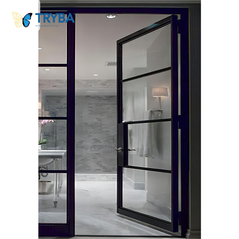 Modern Design Double Toughened Glass French Doors Impact-Proof Aluminium Fiberglass Screen For Exterior Use German Hardware