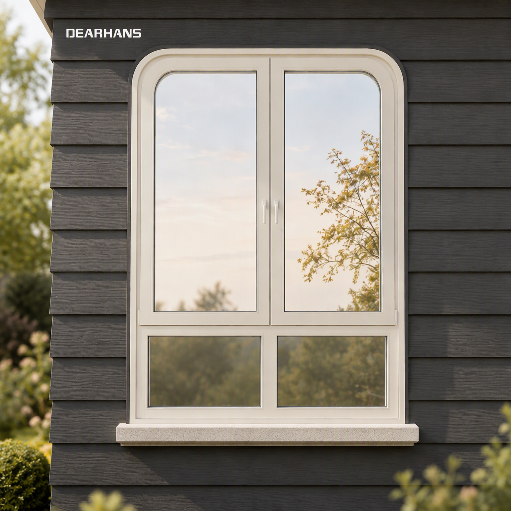 Custom Geometric Design Aluminum Casement Window Free Form Shape Double Glass Project Solution Modern Aluminum Casement Windows