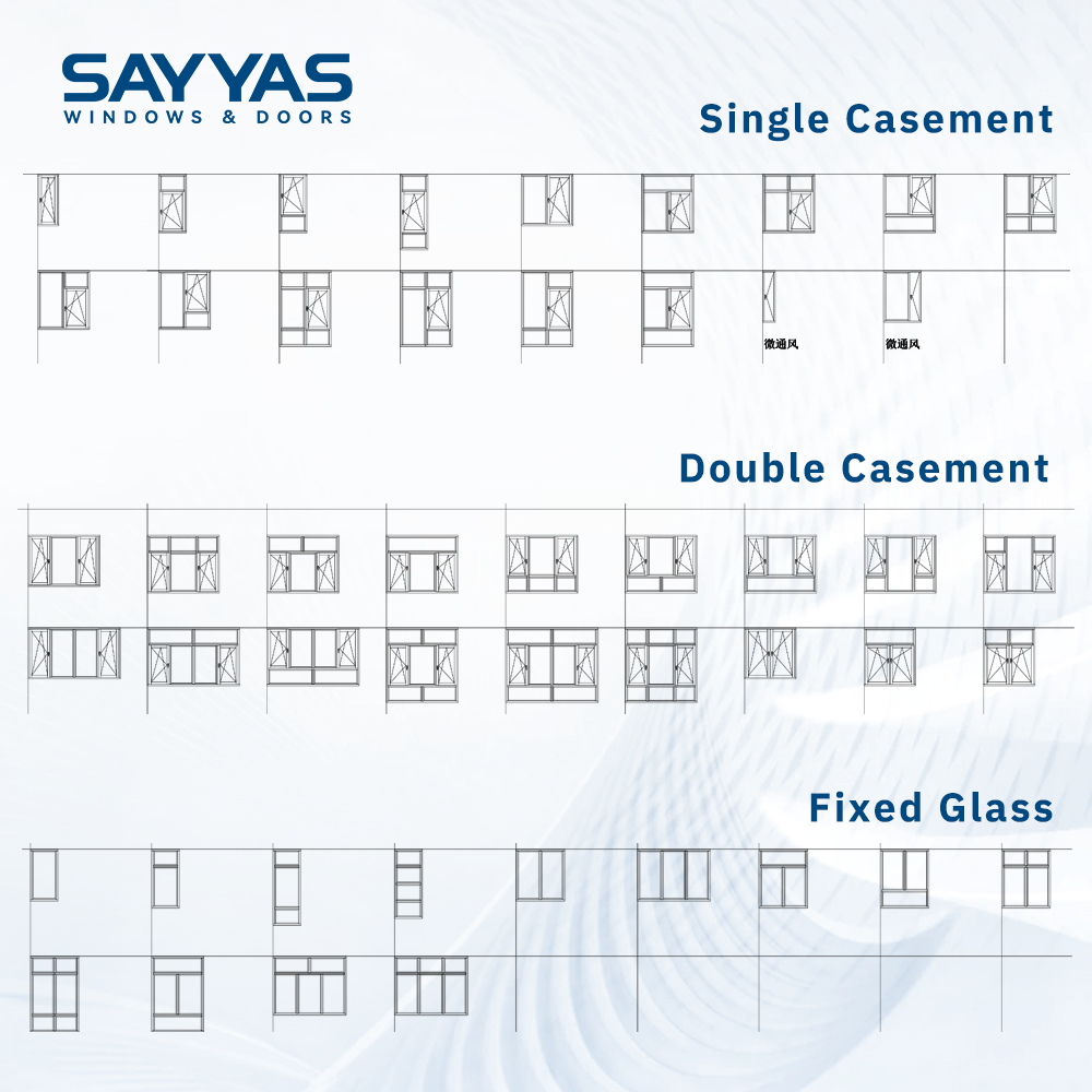 Sayyas P135 Passive House Uw 0.8 Fixed Quadruple Glazed Aluminum Clad Wood Casement Windows for Houses Luxury Villa Project