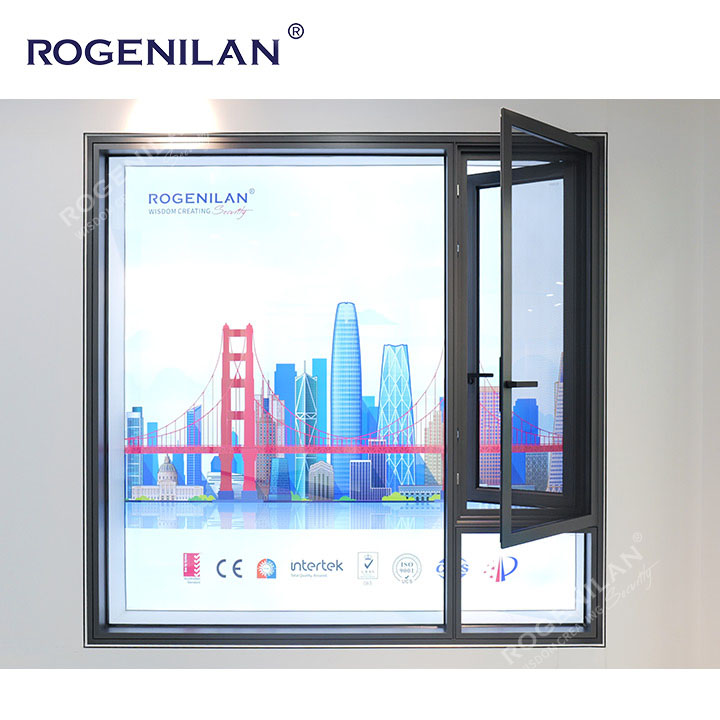 CE Certified Slim Narriow Frame Casement Window Hurricane Proof Sound Insulated Tilt Turn Aluminum Windows