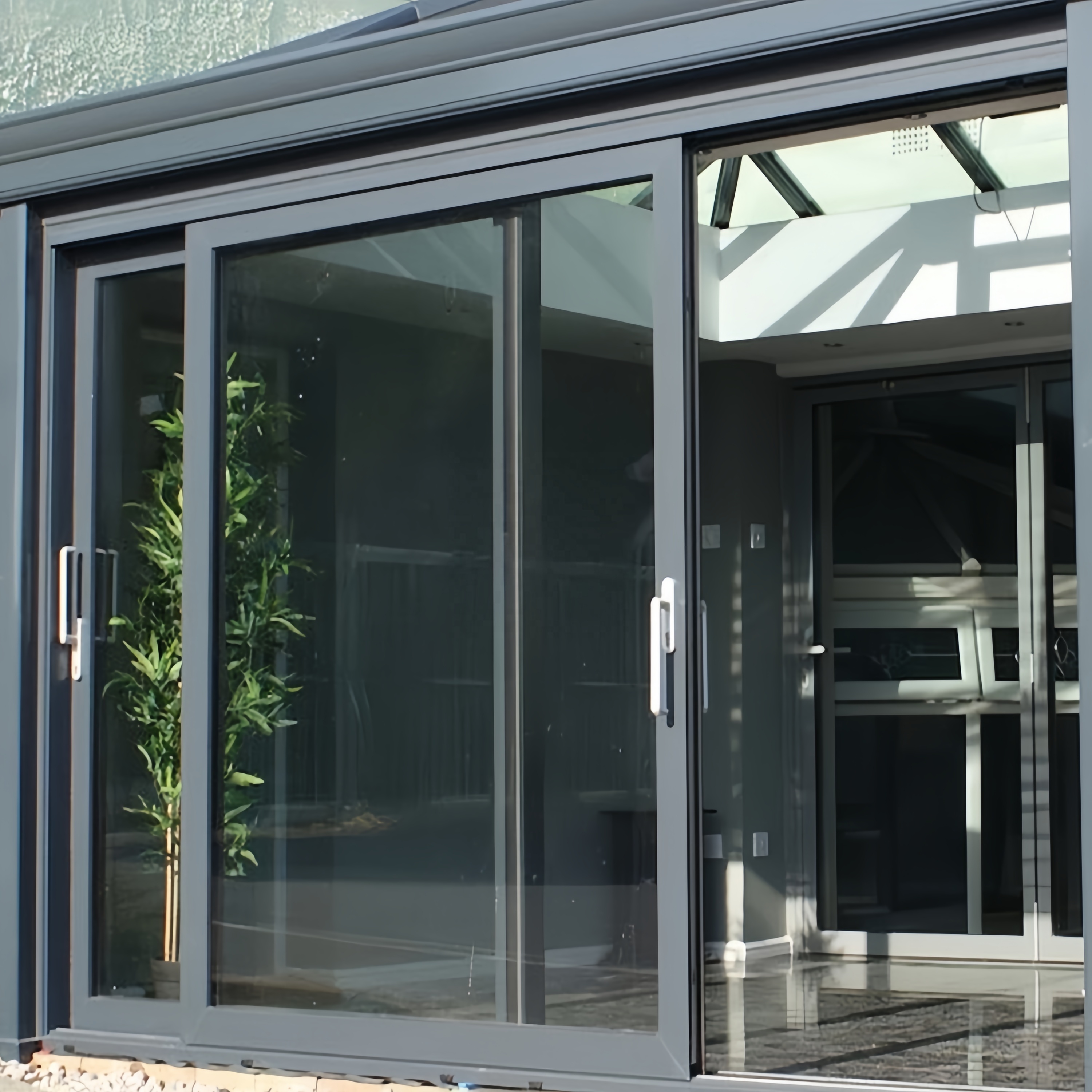 Customized Large Aluminum Sliding Door Narrow Slim Double Triple Glass For Living Room Interior Partition Aluminium Manual