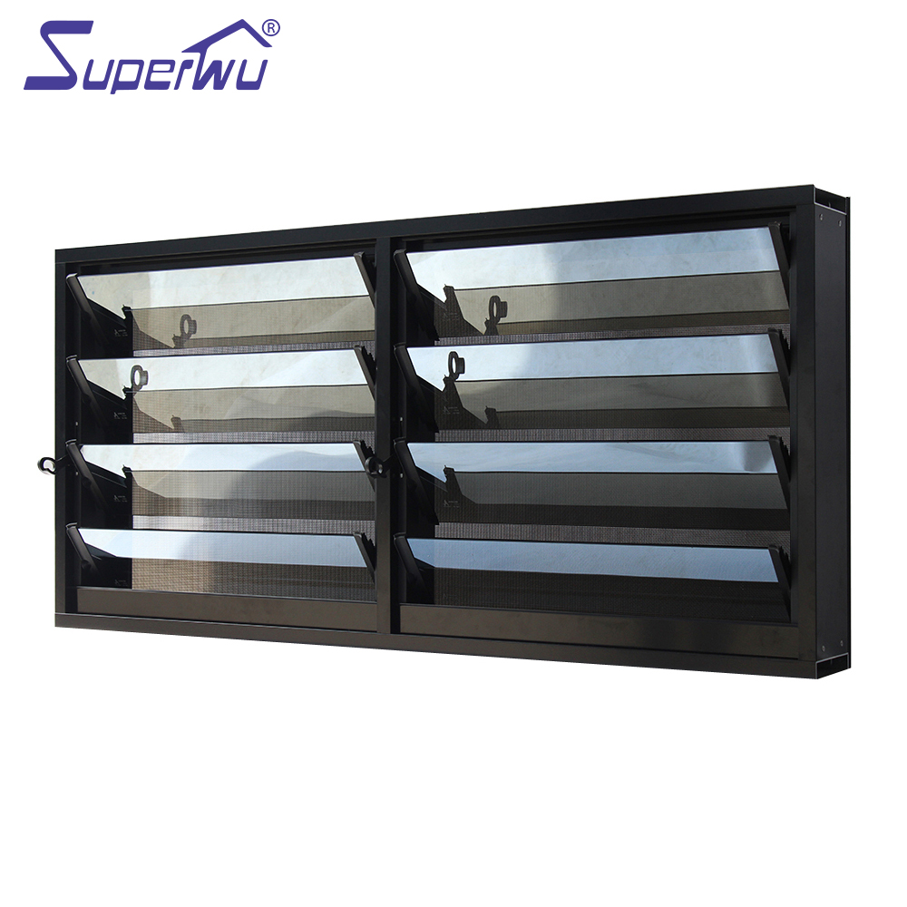 American Approve Standard Commercial System Aluminum Glass Louver Window Large Scale Shutter Windows Toughened Glass