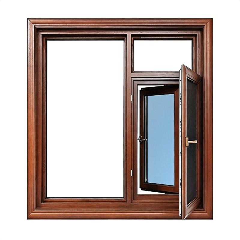 High Performance Aluminum Clad Wood Casement Wooden Window Frame Soundproof Insulated for Villa Residential Building Exterior