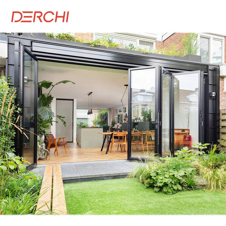 Latest Design Balcony Patio Doors And Windows Hurricane Proof Aluminum Double Tempered Glass Folding Door
