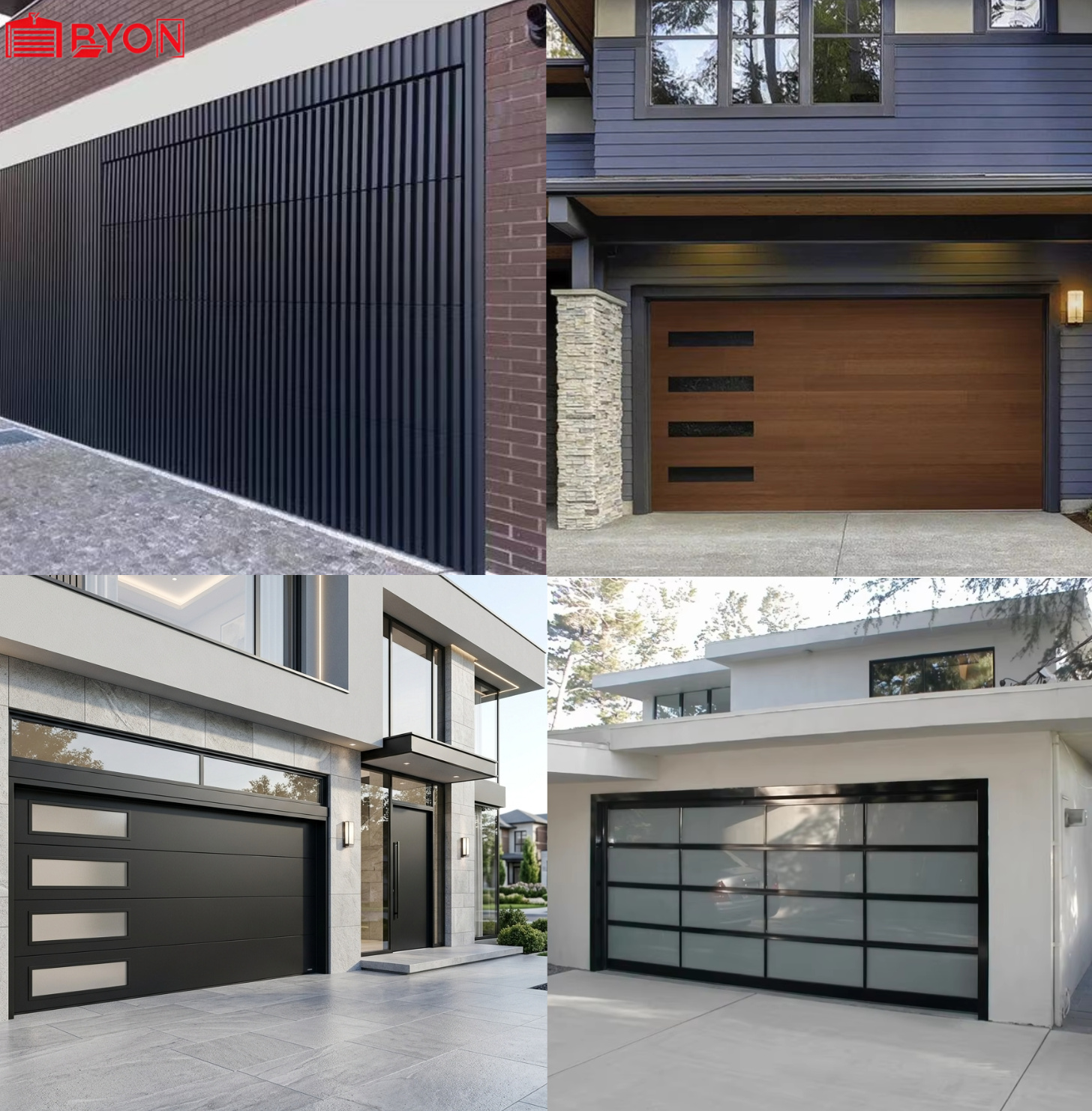 Hot Sell Modern Design Full View Aluminum Steel Tempered Automatic Sandwich Panel Overhead Sectional Steel Foam Garage Door