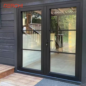 DERCHI NFRC USA Project Hurricane Proof Exterior Doors Double Glazed French Glass