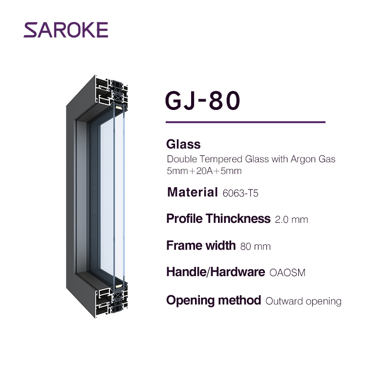 1.5 X1.5 6x8 Triple Pane Bathroom Rectangular Glazed Glass Aluminum Fixed windows