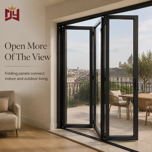 CE Certified Aluminium Slim Frame Bifold Door with Custom Size for Villa Patios and Balconies OEM ODM, Space-Saving Operation