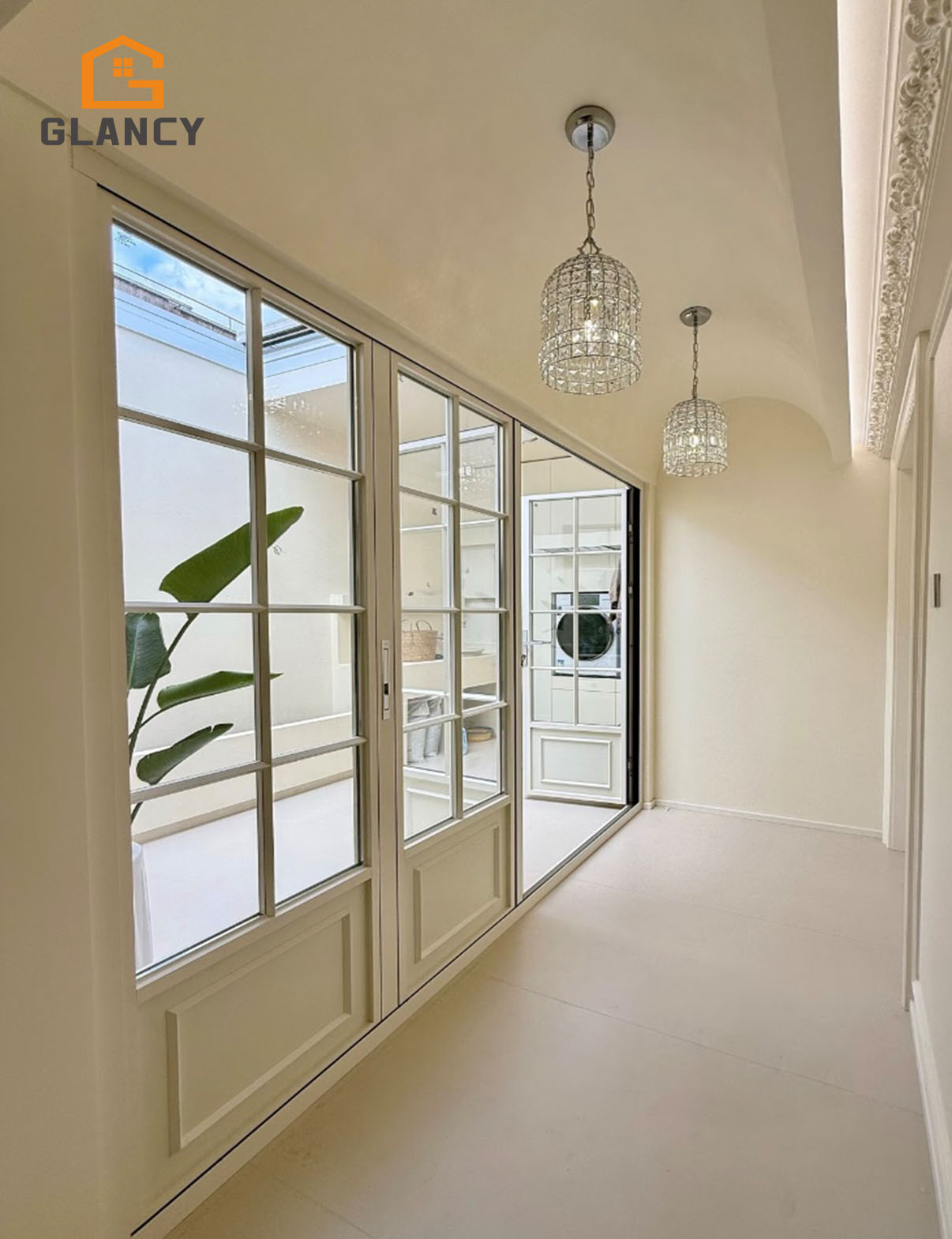 Customized White Aluminum French Folding Door For Living Room Comfort Room Balcony Exterior Bifold Patio Door