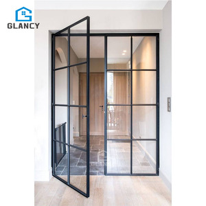 French Modern Single Glass Door CE Certified Black Powder Coated