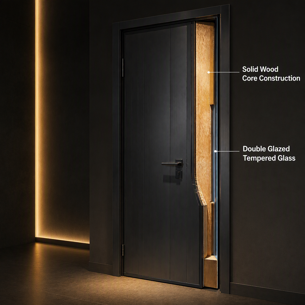 CE Certified Aluminum Clad Wood Entrance Door Double Glazed Low-E Glass Waterproof Exterior Front Entry for Villa