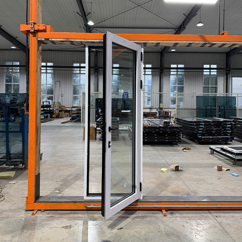 Huasin Customized Modern Design Lowe Double Tempered Glass Sound Heat Insulation Swing Aluminum Casement Door