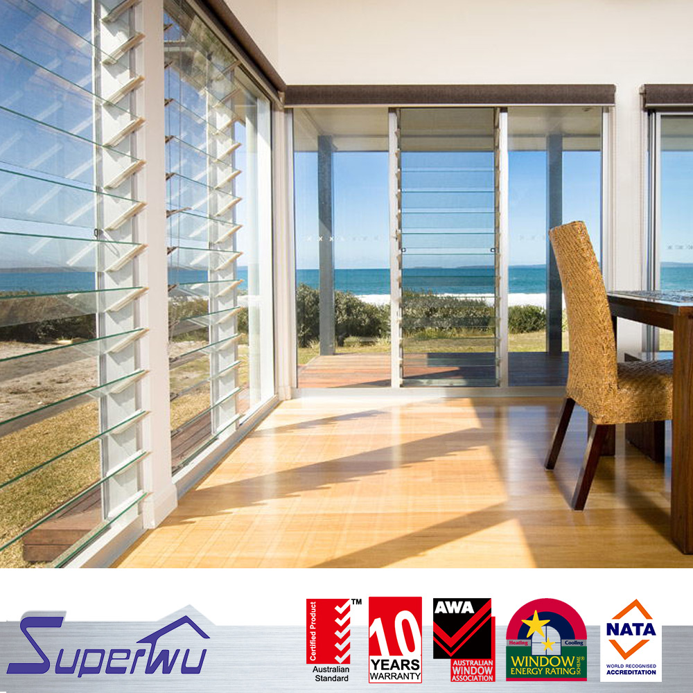 American Approve Standard Commercial System Aluminum Glass Louver Window Large Scale Shutter Windows Toughened Glass