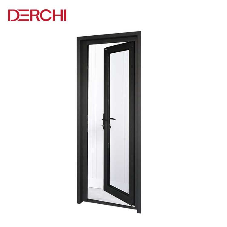 Foshan Cheap Smoked Glass Interior Doors White Aluminum Frame Bathroom Doors Hotel Interior French Double Swing Door