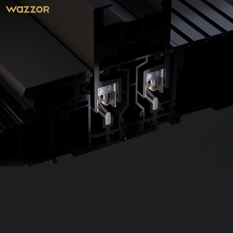 Wazzor Hurricane Rated in Stock Double Tempered Glass Sliding Doors System Exterior Interior Balcony Patio Glass Aluminum Door