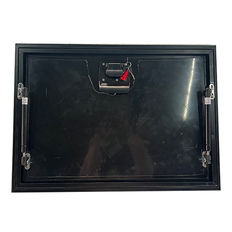 600x800mm Right Angle Aluminum RV Caravan Custom Cargo Hatch Door with Mechanical Lock Gas Struts for Camper Van Truck Trailer
