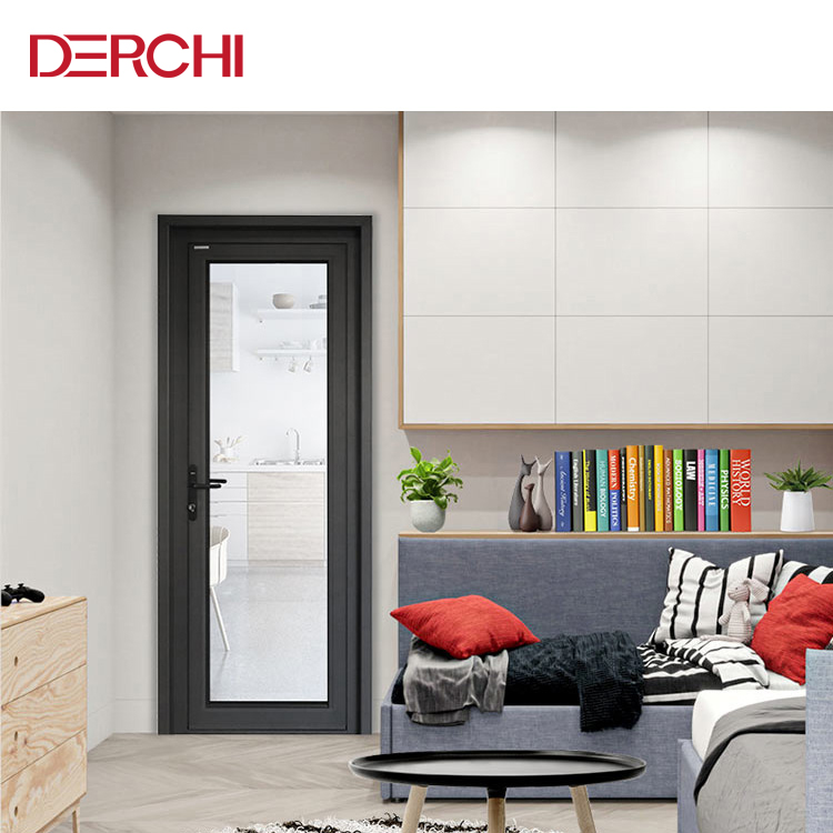 Foshan Cheap Smoked Glass Interior Doors White Aluminum Frame Bathroom Doors Hotel Interior French Double Swing Door