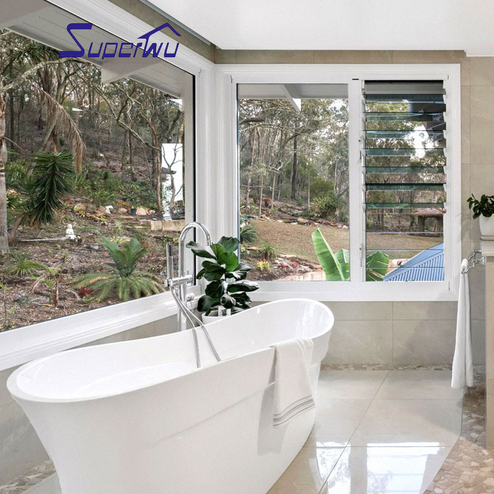 American Approve Standard Commercial System Aluminum Glass Louver Window Large Scale Shutter windows Toughened Glass