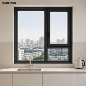 Low MOQ 2Sqm Single Glass Aluminum Casement Window Tempered Glass Factory Direct Price Casement Window Minimalist Screen