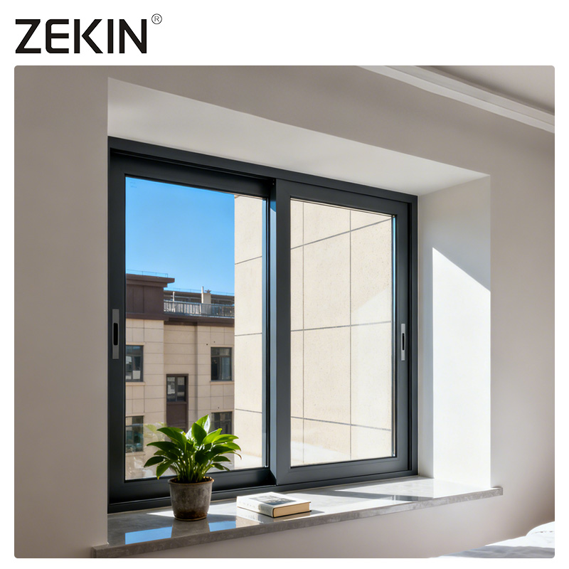 ZEKIN Hurricane Impact Double Glazed Profile Windows and Doors Frame Glass Aluminium Waterproof Black Sliding Window