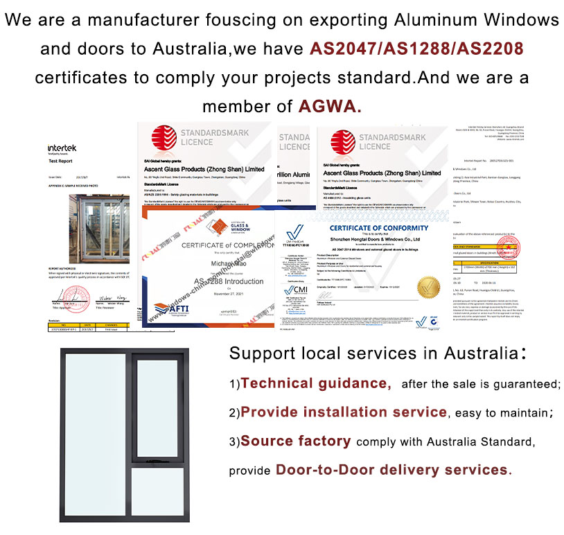 As2047 Modern Aluminum Windows and Doors Australia Double Glazed Sliding Awning Windows Residential Windows with Fly Screen
