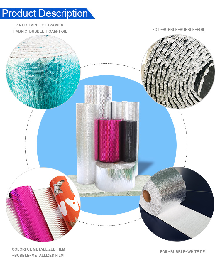 Double-Sided Reflective Aluminum Bubble Wrap Roll - Thermal Insulation Sheet for Windows, Pipes, Warehouse Temperature Control