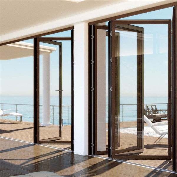 TOMA Customized Waterproof Exterior Aluminum Glass Bifold Patio Sliding Bi Folding Door
