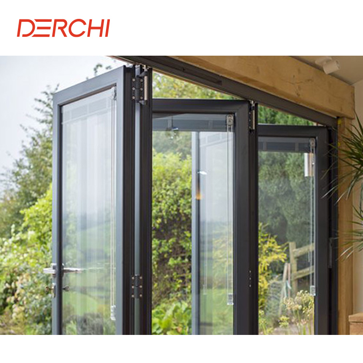 Hot Sale Indoor Aluminum windows and Doors Exterior Balcony Soundproof Double Glass Bi Fold Doors White Grey Black