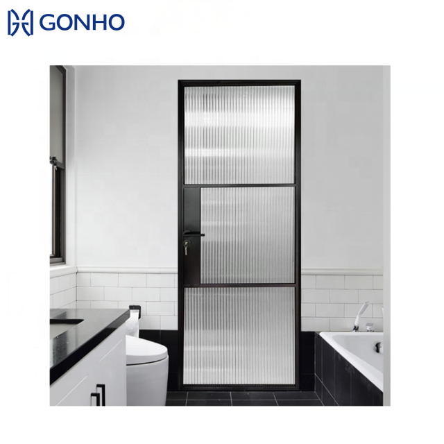Gonho Modern Interior Aluminum Glass Swing Shower Casement Door Hinged Waterproof Scrub Commercial Hotel Bathroom 5 Year
