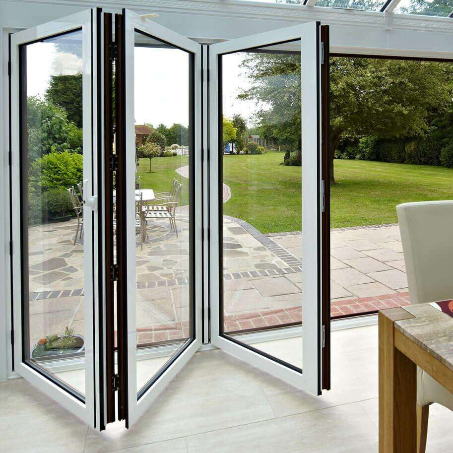 QS Exterior Hurricane Proof Bi Folding Door Accordion Folding Glass Door Aluminum Patio Bifold Doors
