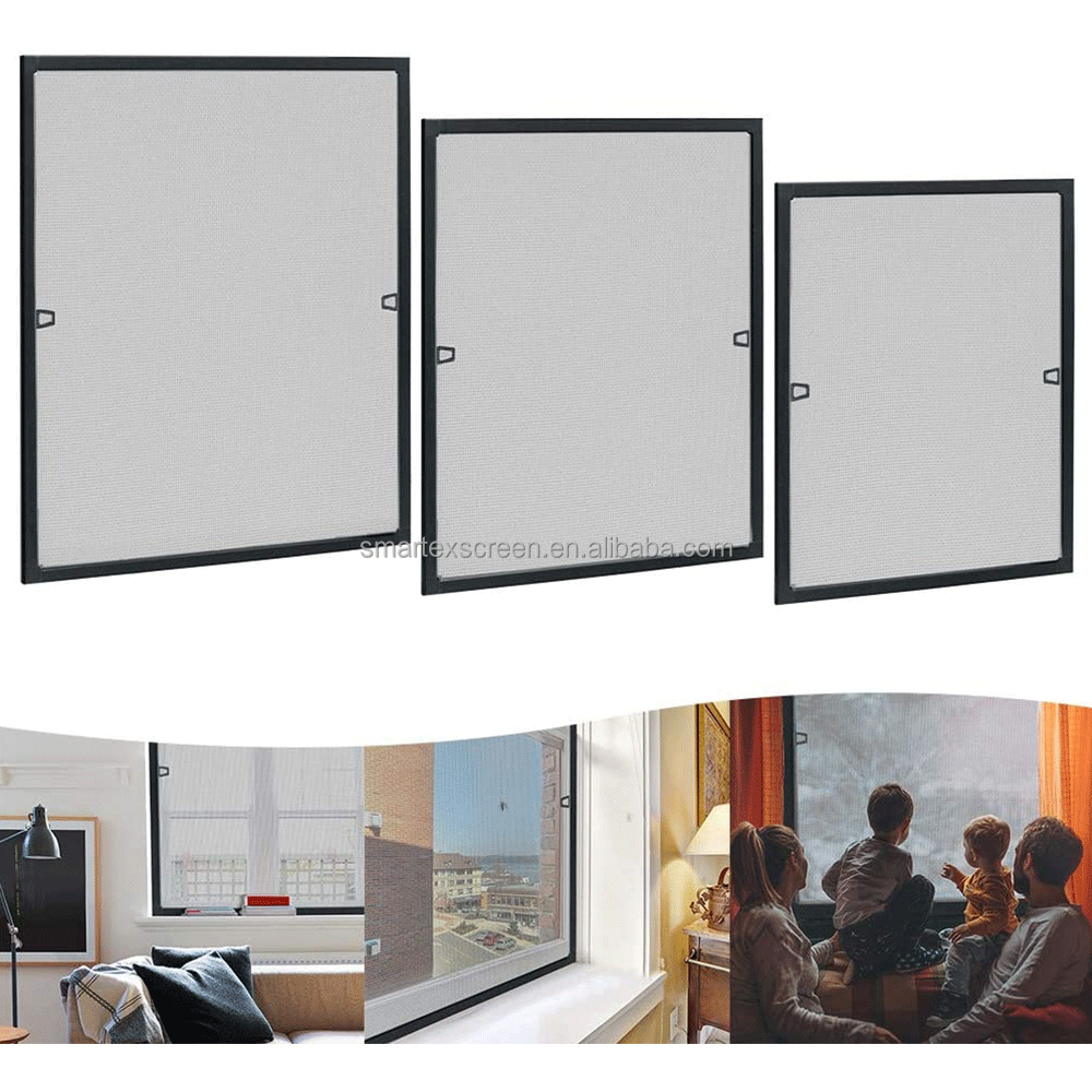 Durable Mosquito Net Plastic Corner Fixed Mesh Windows Aluminum Frame DIY Fiberglass Framed Screen Window