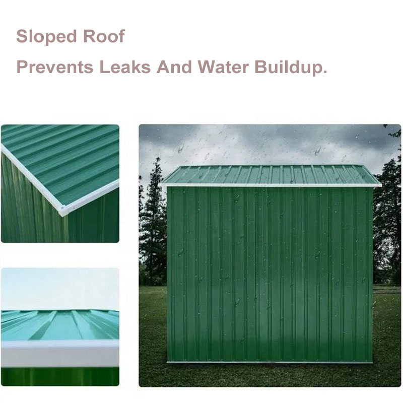 Metal Tool Storage Shed 122x196x181cm Waterproof Lockable Double Sliding Doors for Garden