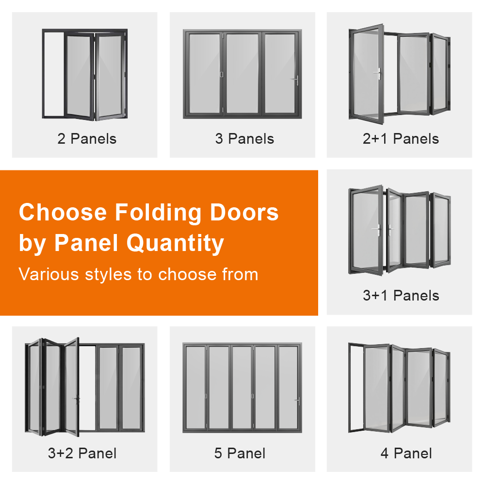 Soft Close System Interior Folding Door House Custom Size Lift and Folding Door Aluminum Frame Glass Bifold Door