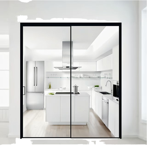 Waterproof Frameless Black Double Glass Sliding Door