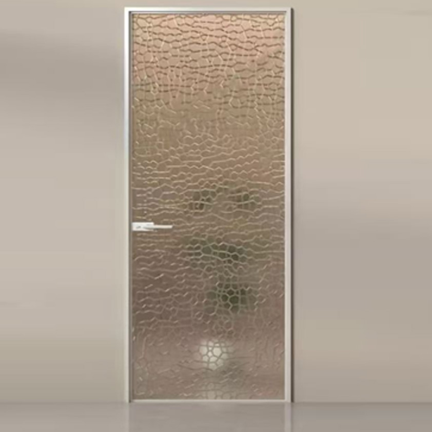 High-End Custom Single Open Retro Glass Door Extremely Narrow Aluminum Alloy Curved Kitchen Bathroom Door for Bedrooms Villas