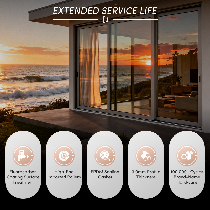 OUNA USA Wholesale NFRC As2047 Aluminum Windows and Doors Outdoor Interior Double Glass Sliding Doors for Patio Balcony