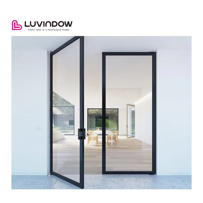 Luvindow Aluminum Doors for Kitchen Aluminum Exterior Door Double Glazed Glass Front Residential Entry House Doors