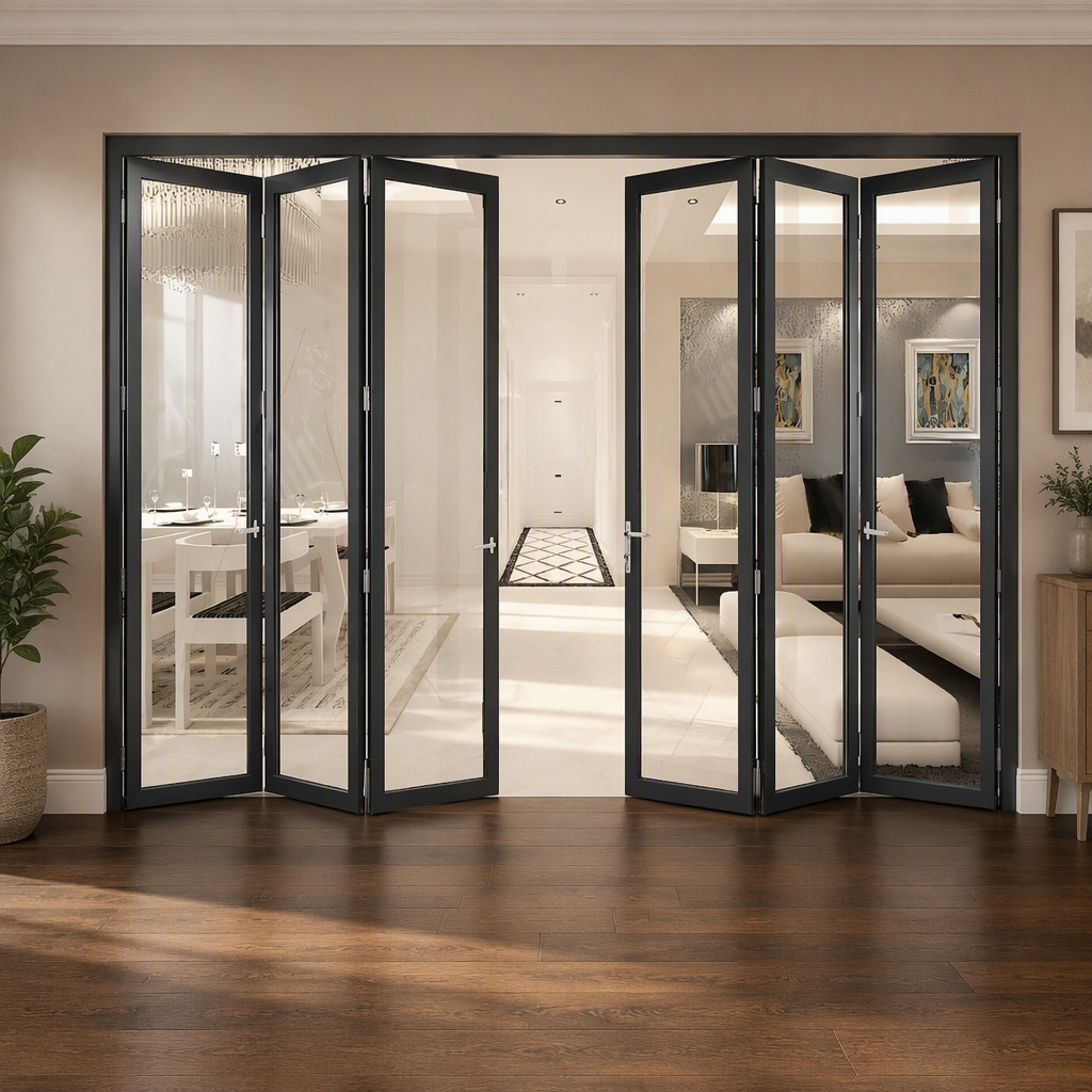 Soundproof Double Glazed Aluminum Foldable Glass Wall Patio Door Modern Elegant Waterproof Exterior Villa Balcony Porch Mall