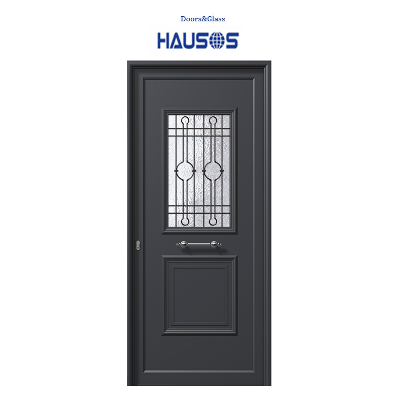 Conventional Aluminum Entrance Security Doors with Crystals and a Black Traditional Neoclassical Character