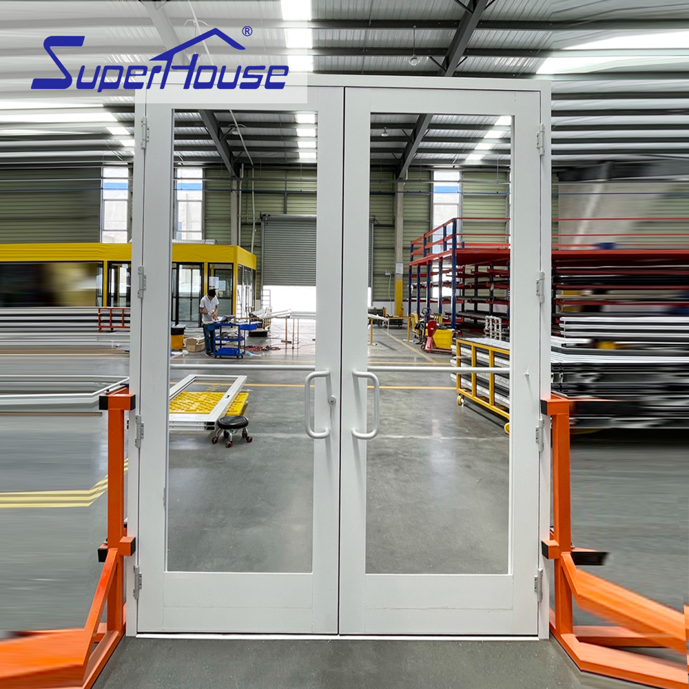 For Storefront Front Glaze White Swing Entry Commercial Impact NOA GLASS Aluminium Double Door Exterior Bedroom School