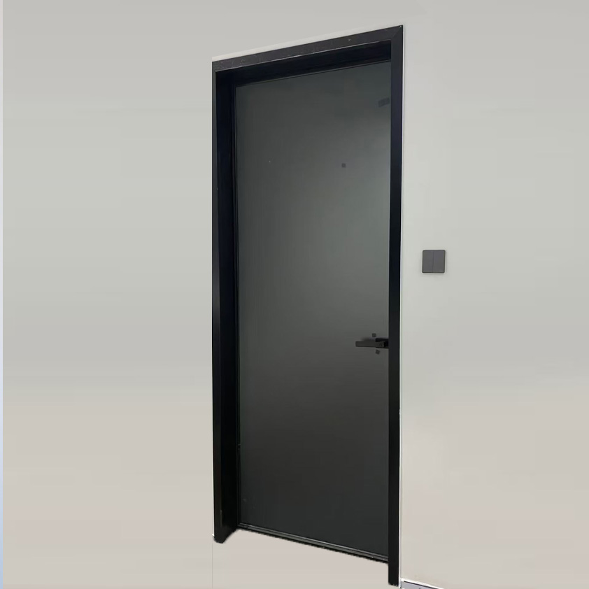 High-End Custom Single Open Retro Glass Door Extremely Narrow Aluminum Alloy Curved Kitchen Bathroom Door for Bedrooms Villas