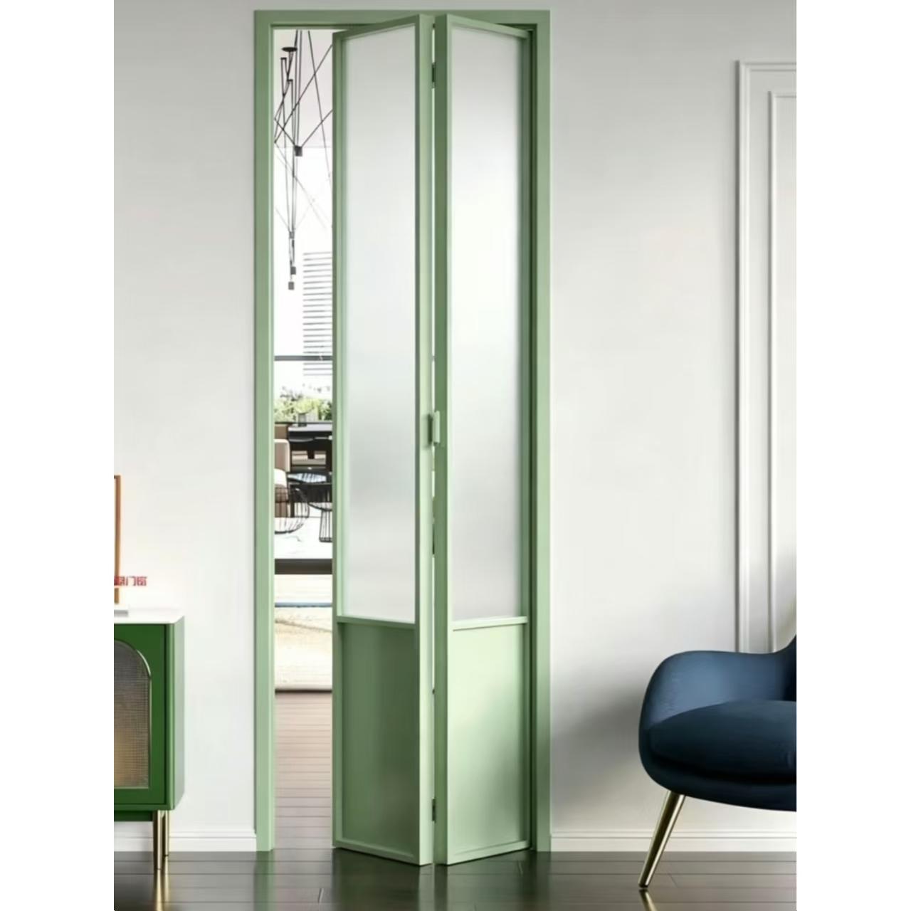 Professional Chinese Manufacture High Quality Aluminum Folding Patio Glass Bi-Fold Doors for Hotel Villa Bathroom