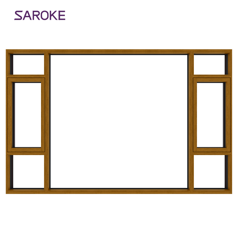Premium Wood Grain Finish Aluminum Clad Wood Casement Windows For Timber Cladding Houses