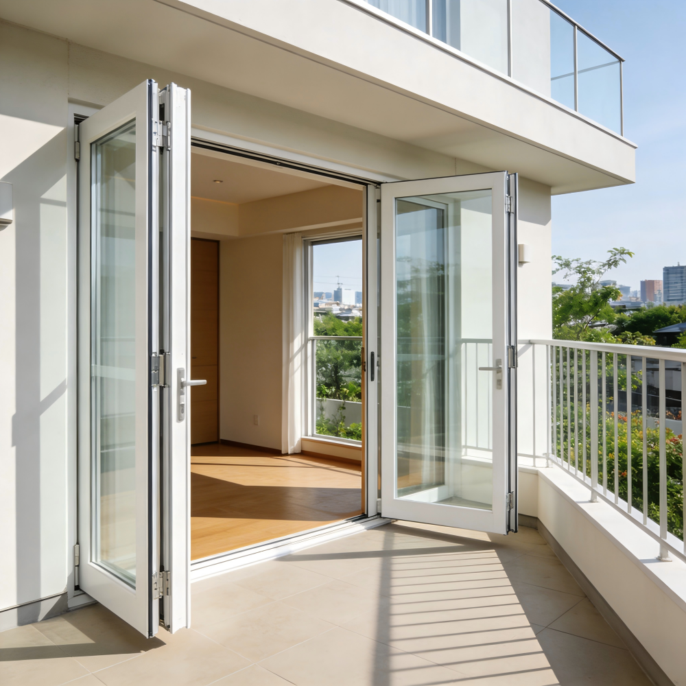 American Style Aluminum Folding Patio Door Exterior Bifold Glass Door for Backyard Deck Porch Energy Saving Low-E Glass