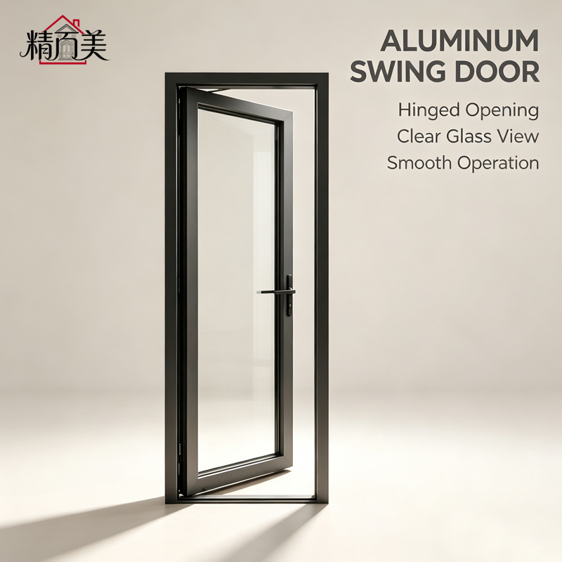 Powder Coated Energy Saving Noise Reduction Manual Control Custom Size High Security Modern Aluminium Glass Swing Door
